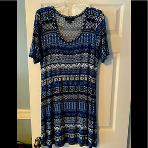 Karen Kane Navy blue and white print dress, brand new.
